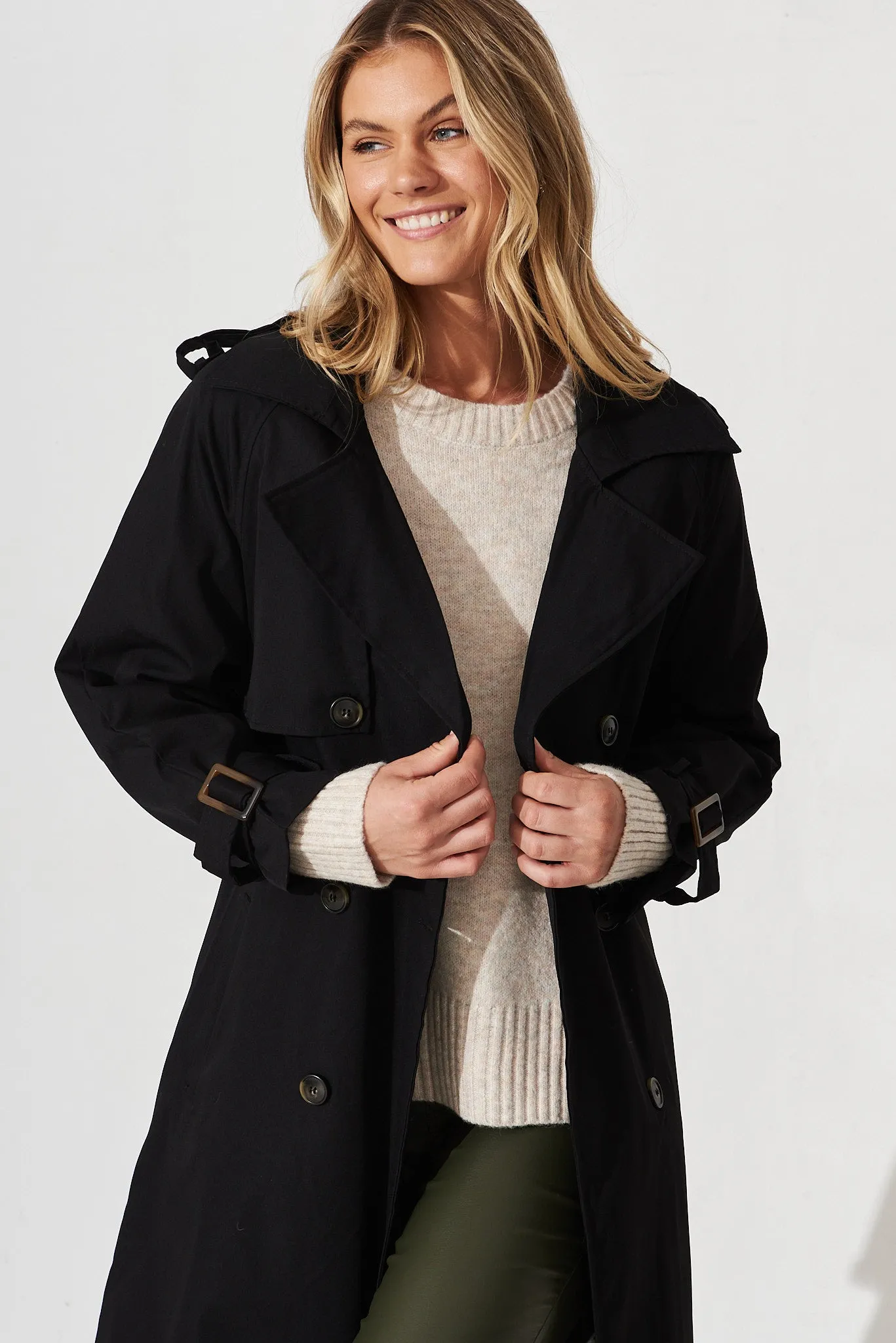 Trainor Trench Coat In Black sold by St Frock product image thumbnail 2