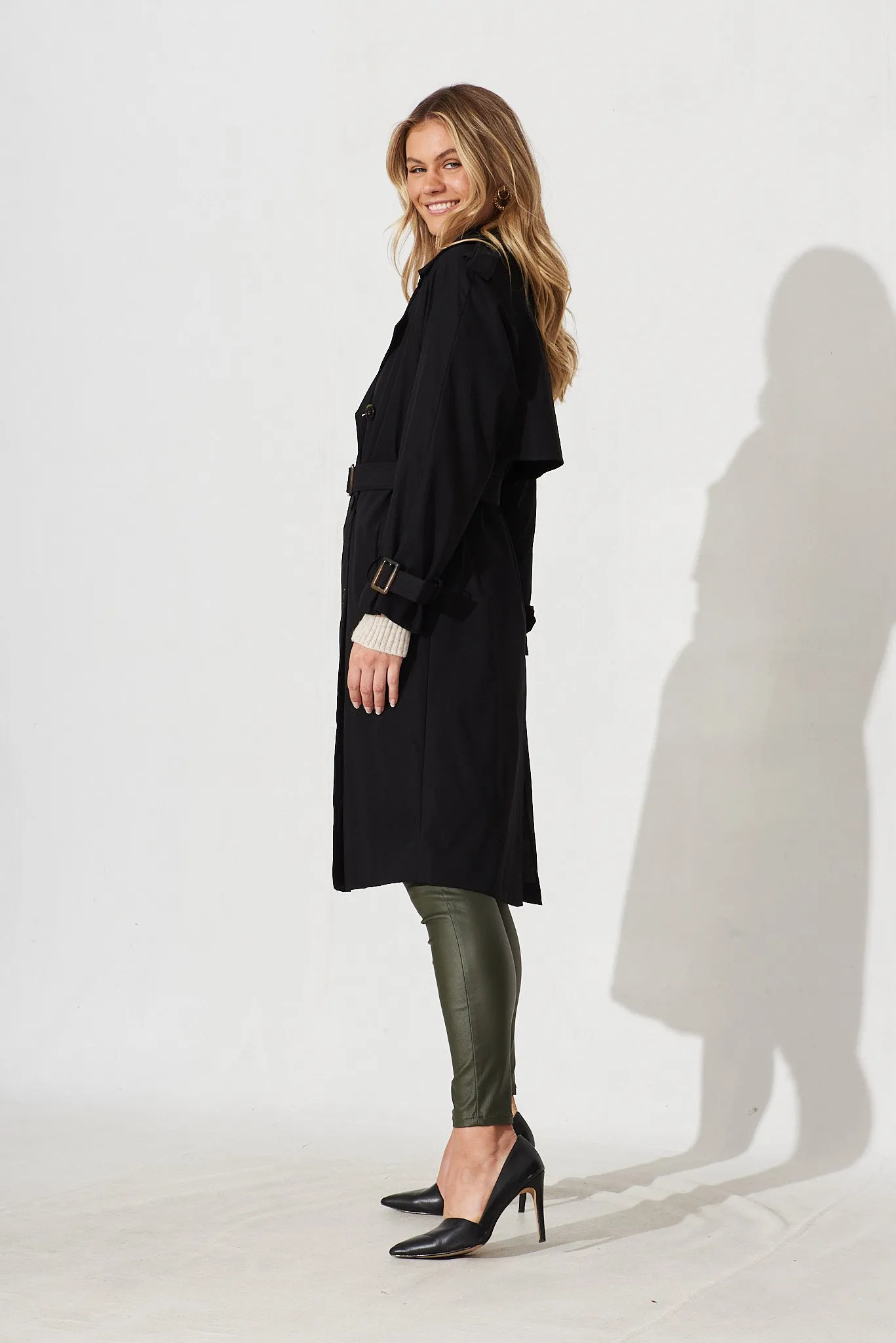 Trainor Trench Coat In Black sold by St Frock product image thumbnail 5