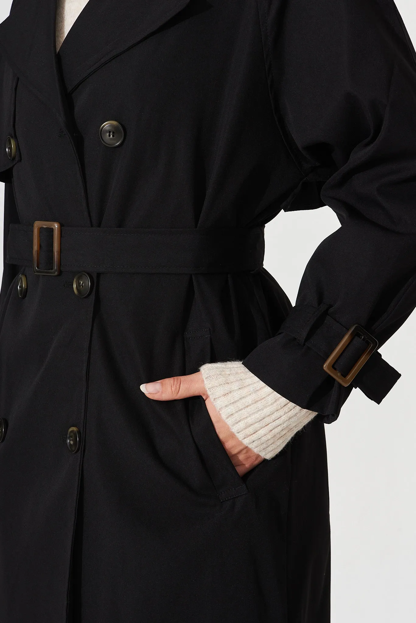 Trainor Trench Coat In Black sold by St Frock product image thumbnail 4