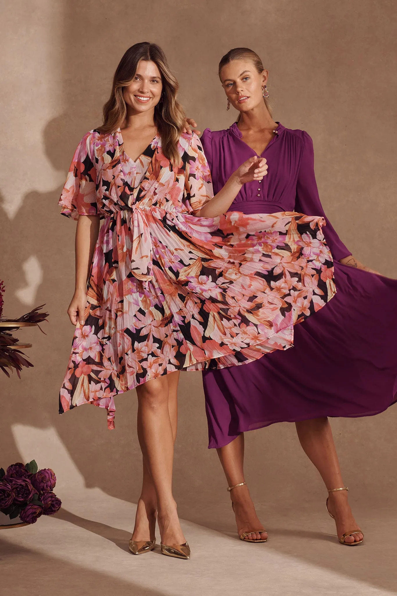 Blakely Dress In Black Multi Floral Chiffon sold by St Frock product image thumbnail 5