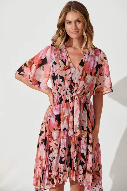 Blakely Dress In Black Multi Floral Chiffon sold by St Frock