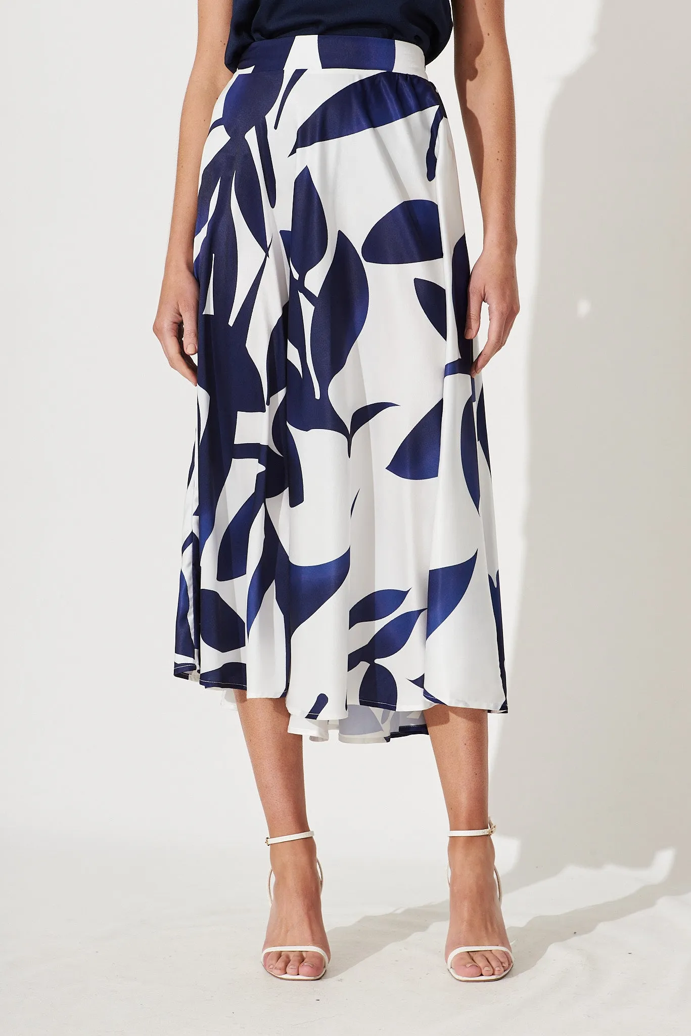 San Jose Midi Skirt In White With Navy Print sold by St Frock product image thumbnail 3