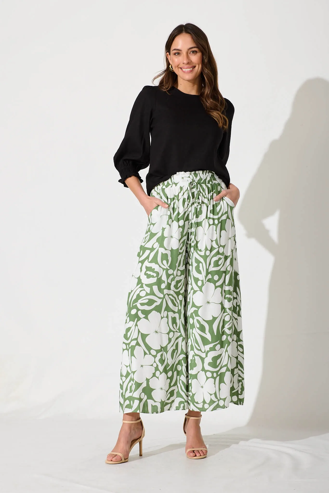 Lanie Top In Black Cotton Linen sold by St Frock