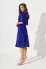 Helsinki Dress In Cobalt Blue Satin sold by St Frock