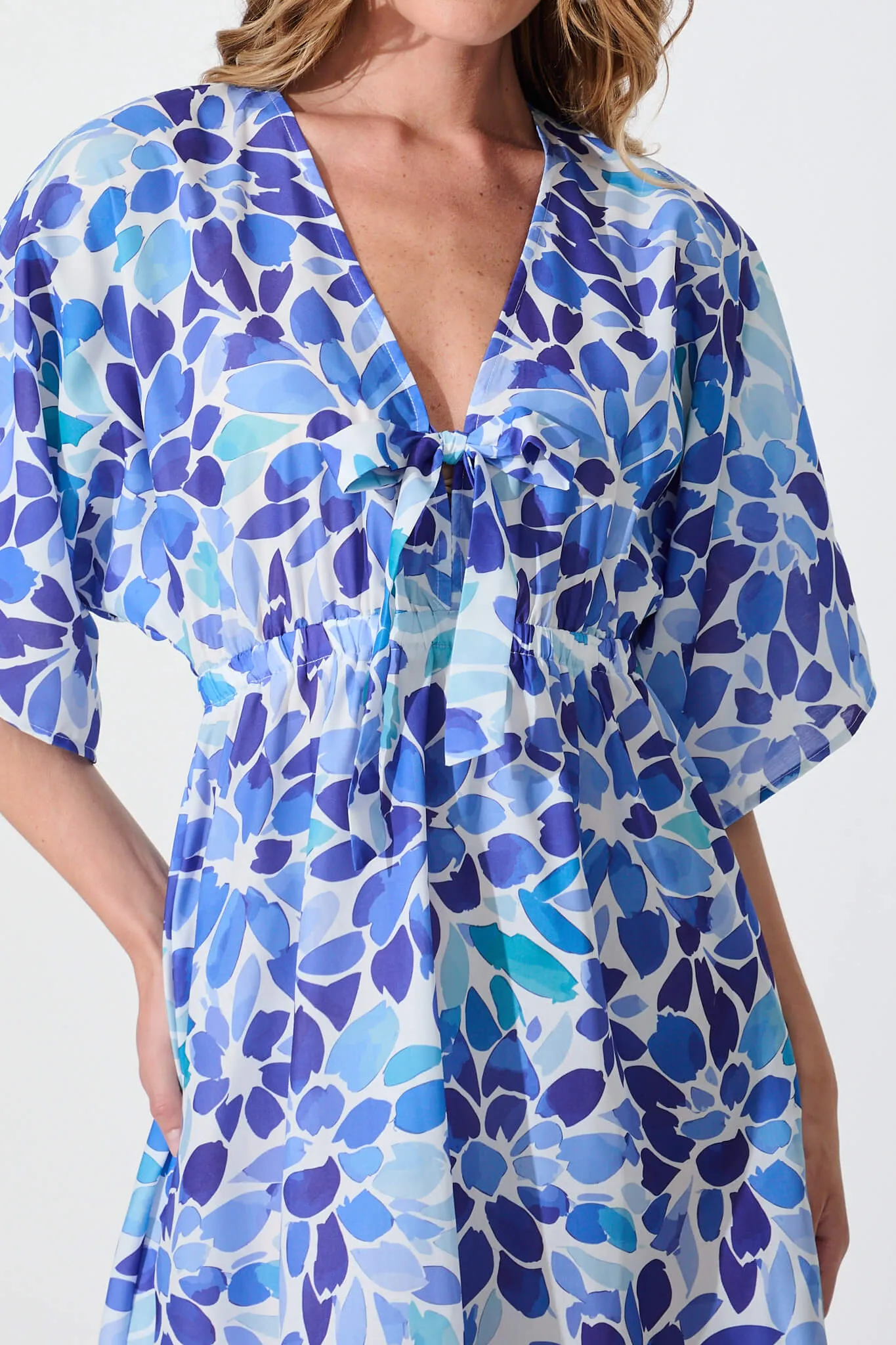 Ava Dress In White With Blue Flower sold by St Frock product image thumbnail 5