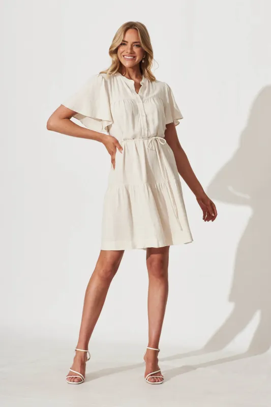 Rosemary Smock Dress In Oatmeal Linen sold by St Frock