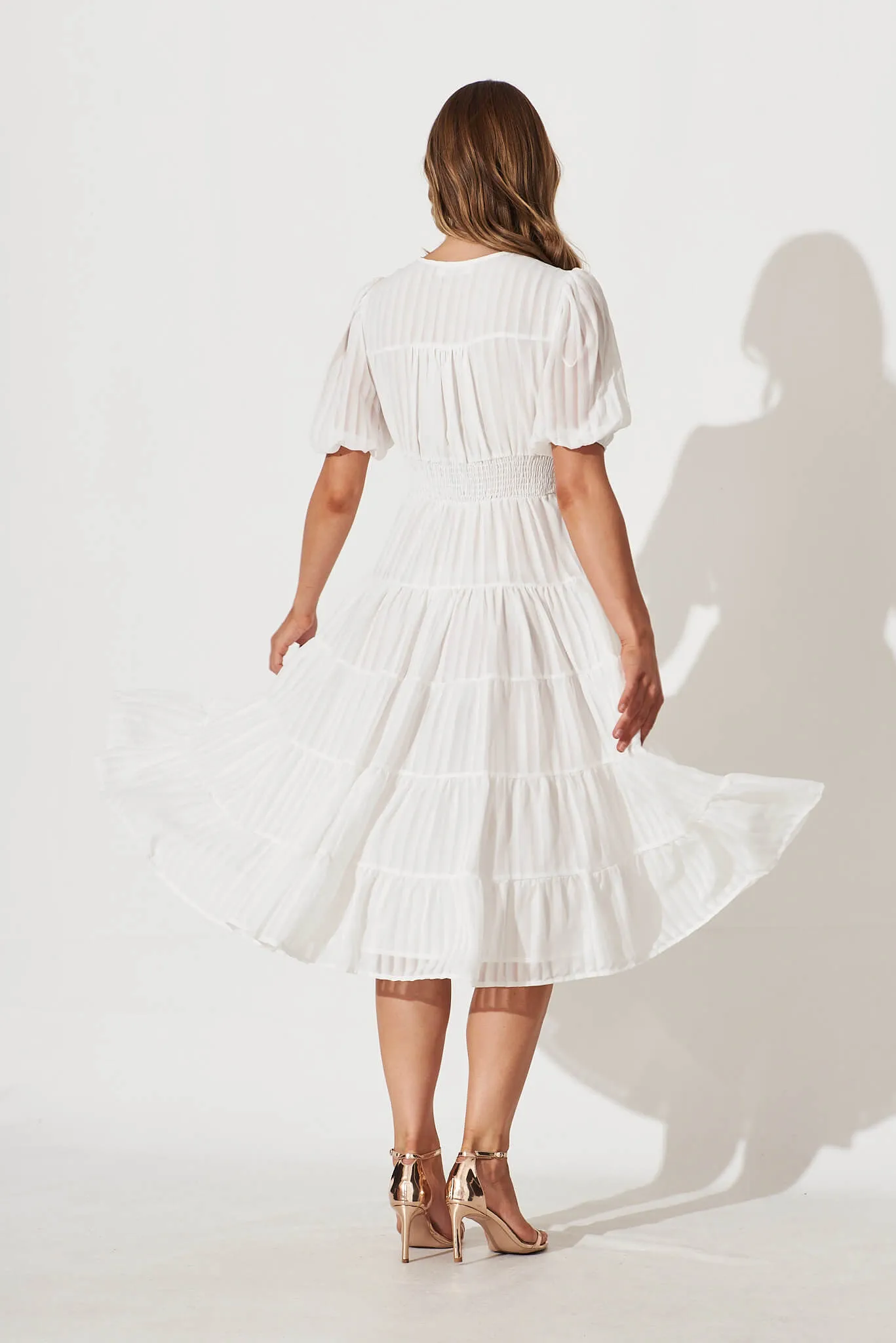 Modica Midi Dress In White Chiffon sold by St Frock product image thumbnail 4