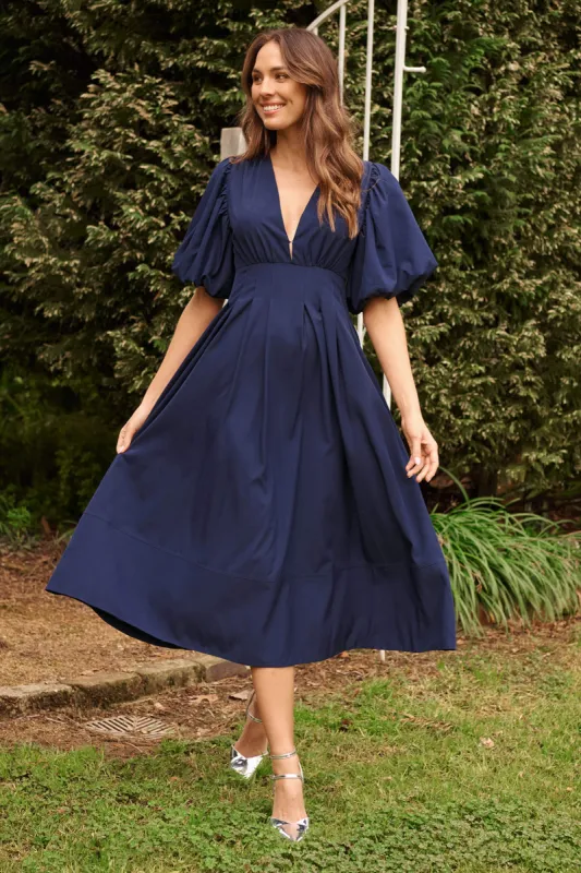 Daydreamer Midi Dress In Navy sold by St Frock