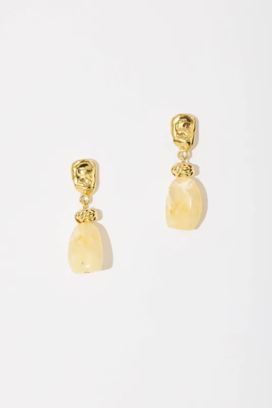 Amara Drop Earrings In Gold With Beige sold by St Frock