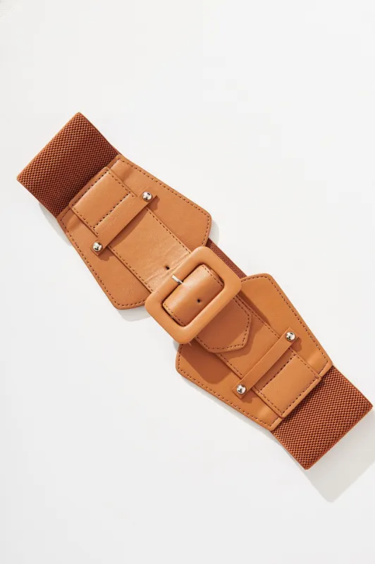 August + Delilah Jackie Stretch Corset Belt In Brown sold by St Frock