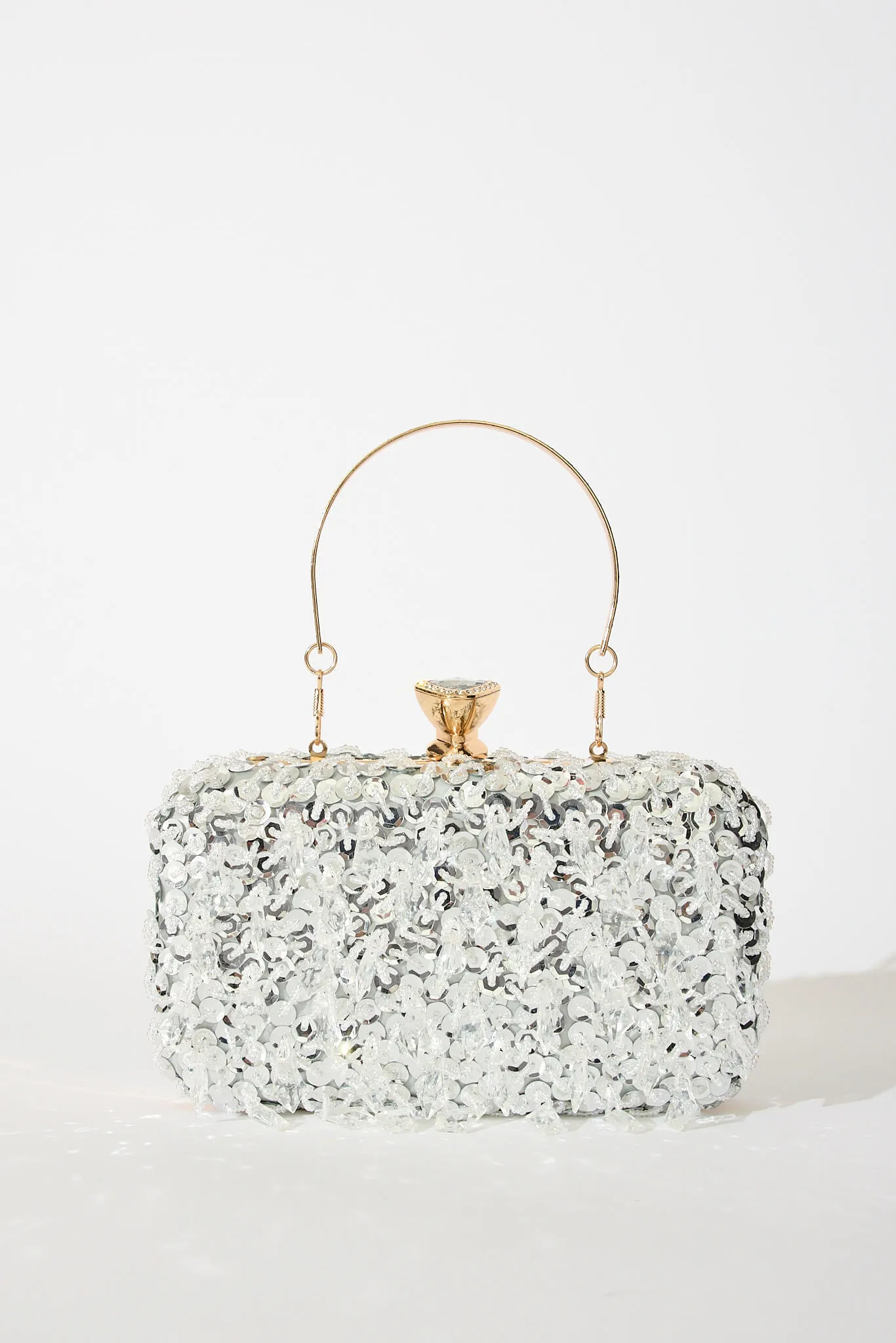 Alma Clutch Bag In Silver Sequin And Diamante sold by St Frock product image thumbnail 2