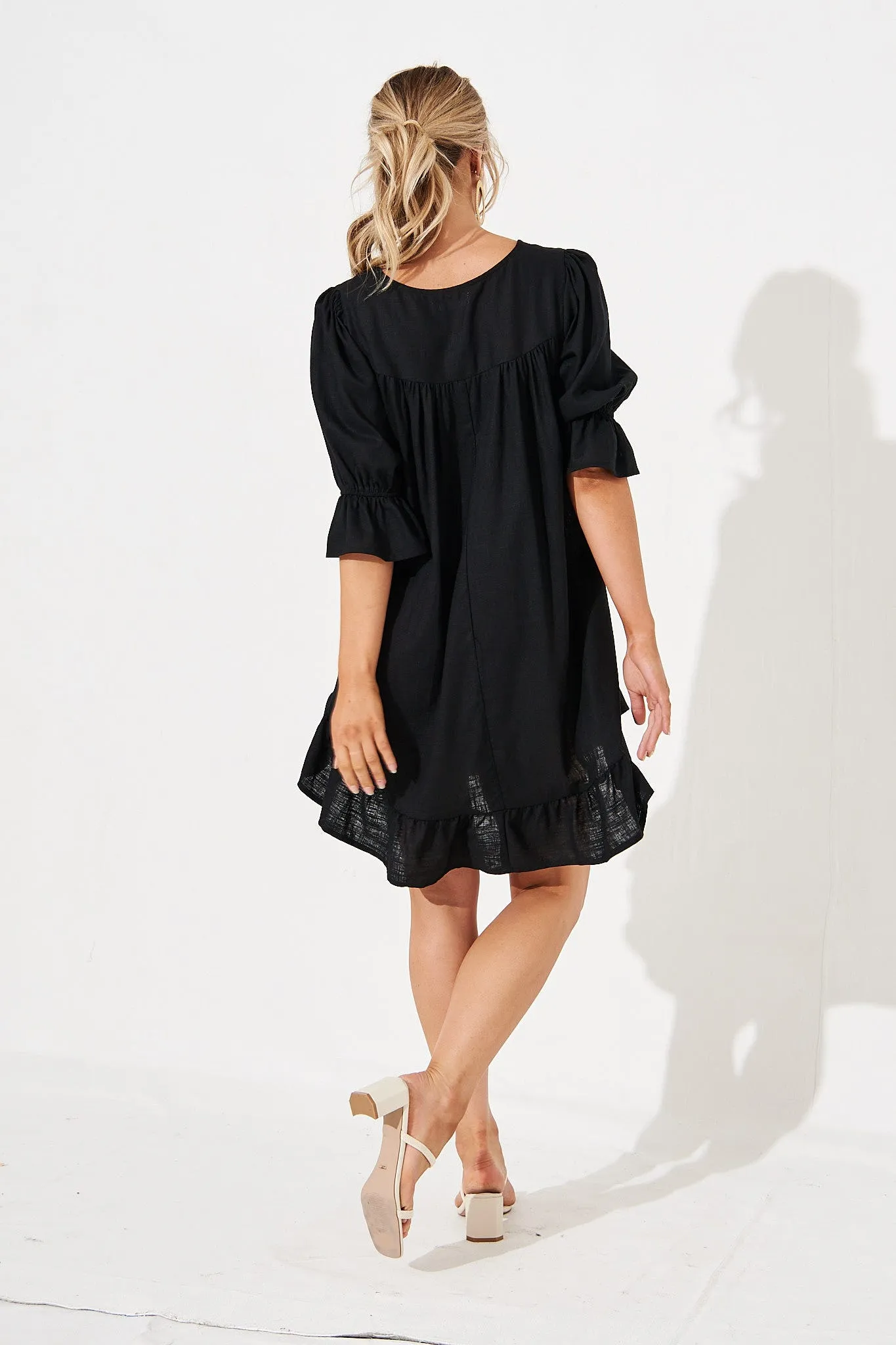 Loveline Dress in Black Linen Blend sold by St Frock product image thumbnail 4