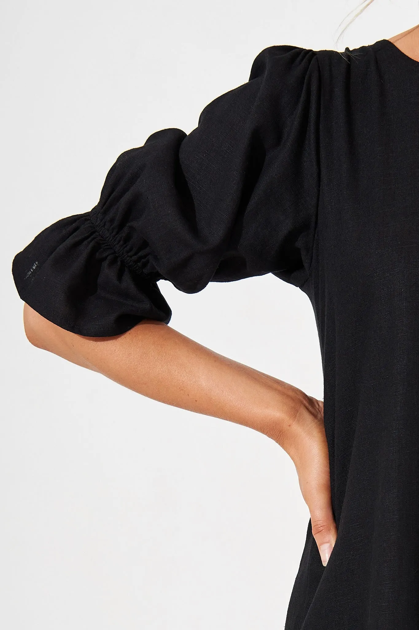 Loveline Dress in Black Linen Blend sold by St Frock product image thumbnail 5