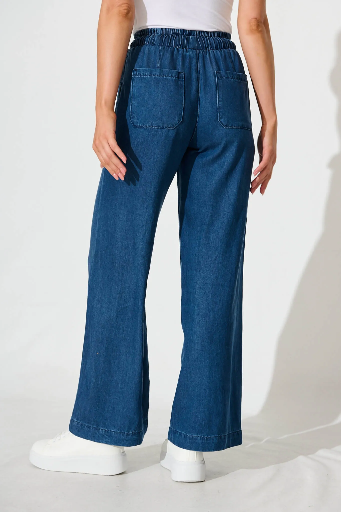 Oden Pants In Dark Blue Chambray sold by St Frock product image thumbnail 3