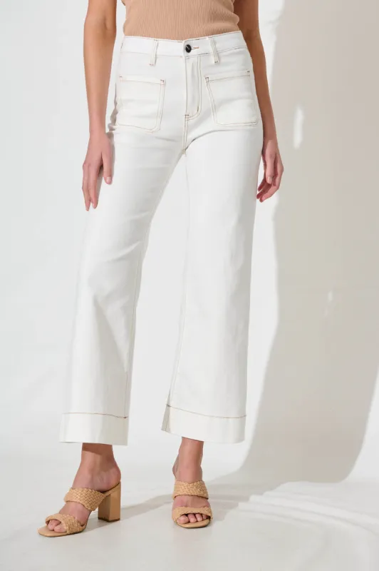 Juan High Rise Wide Leg Jean In White Denim sold by St Frock