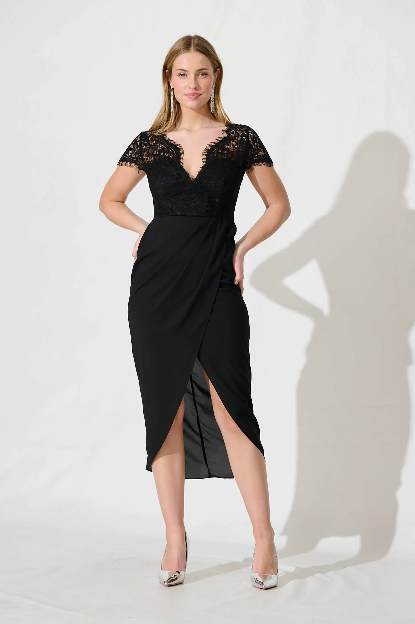 Stella Lace Dress In Black sold by St Frock