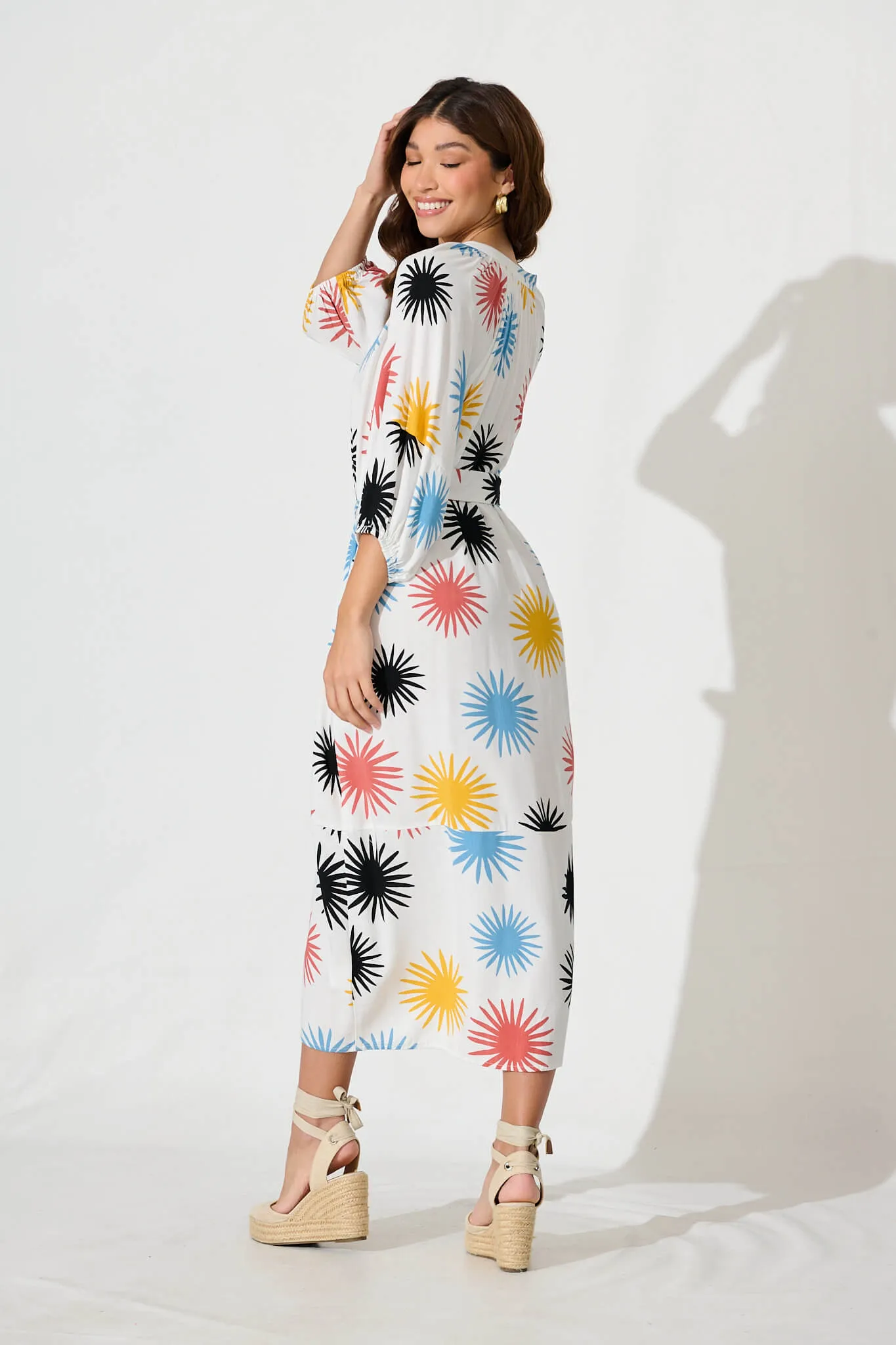 Hinsdale Maxi Dress In White With Multi Print sold by St Frock product image thumbnail 4