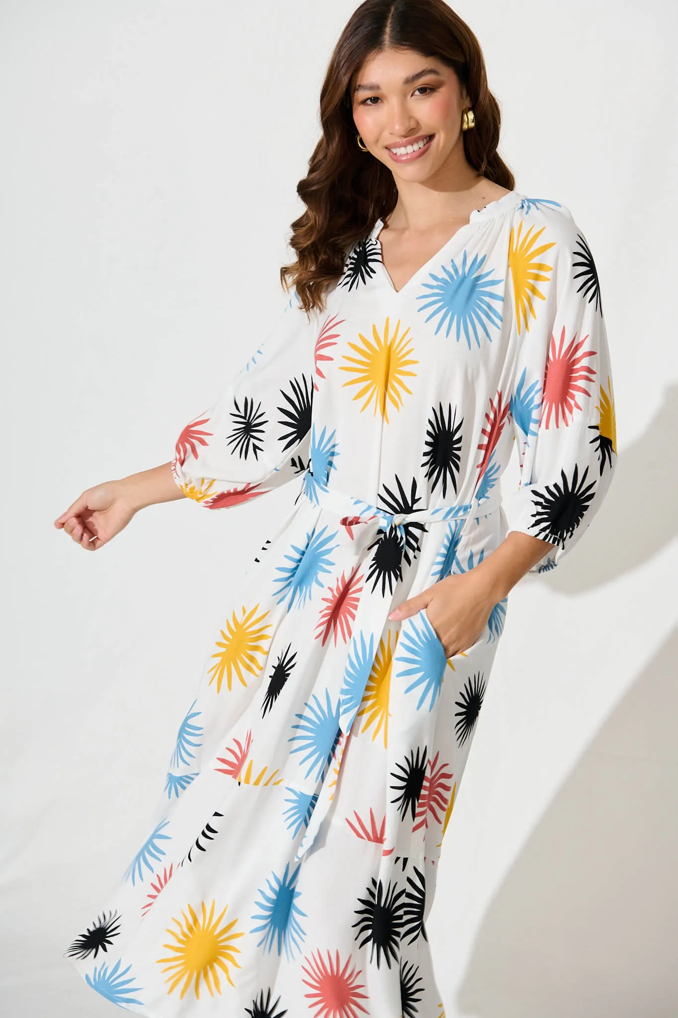 Hinsdale Maxi Dress In White With Multi Print sold by St Frock product image thumbnail 2