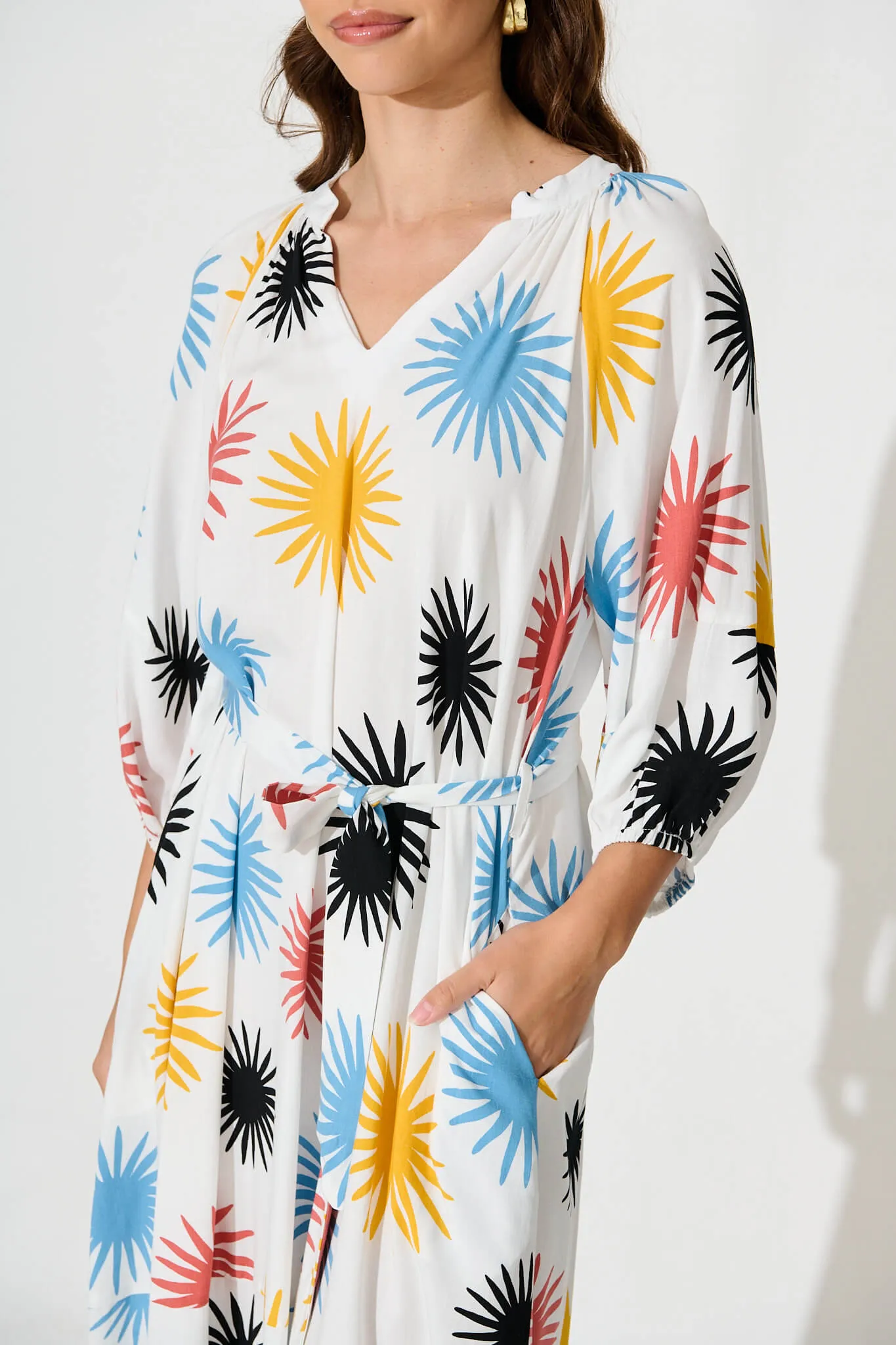 Hinsdale Maxi Dress In White With Multi Print sold by St Frock product image thumbnail 5