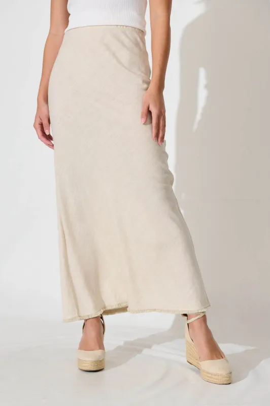 Ottessa Maxi Skirt in Oatmeal Linen Blend sold by St Frock