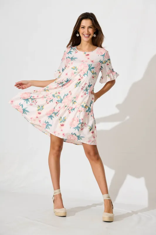 Corry Smock Dress In Pink Floral sold by St Frock