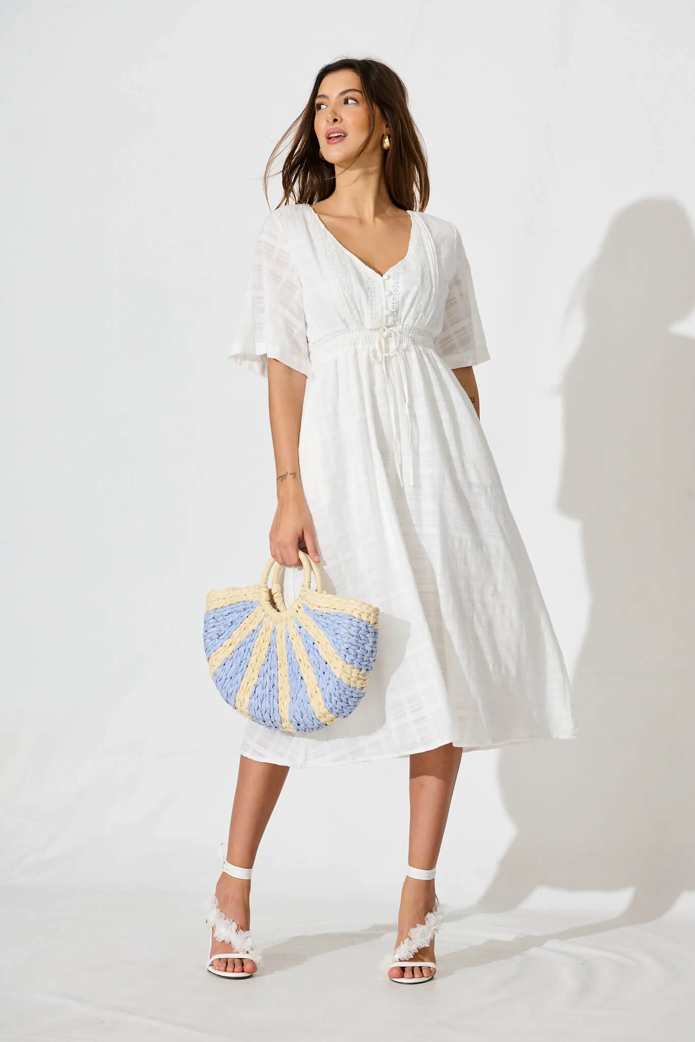 Kersey Midi Dress In White Cotton sold by St Frock product image thumbnail 5