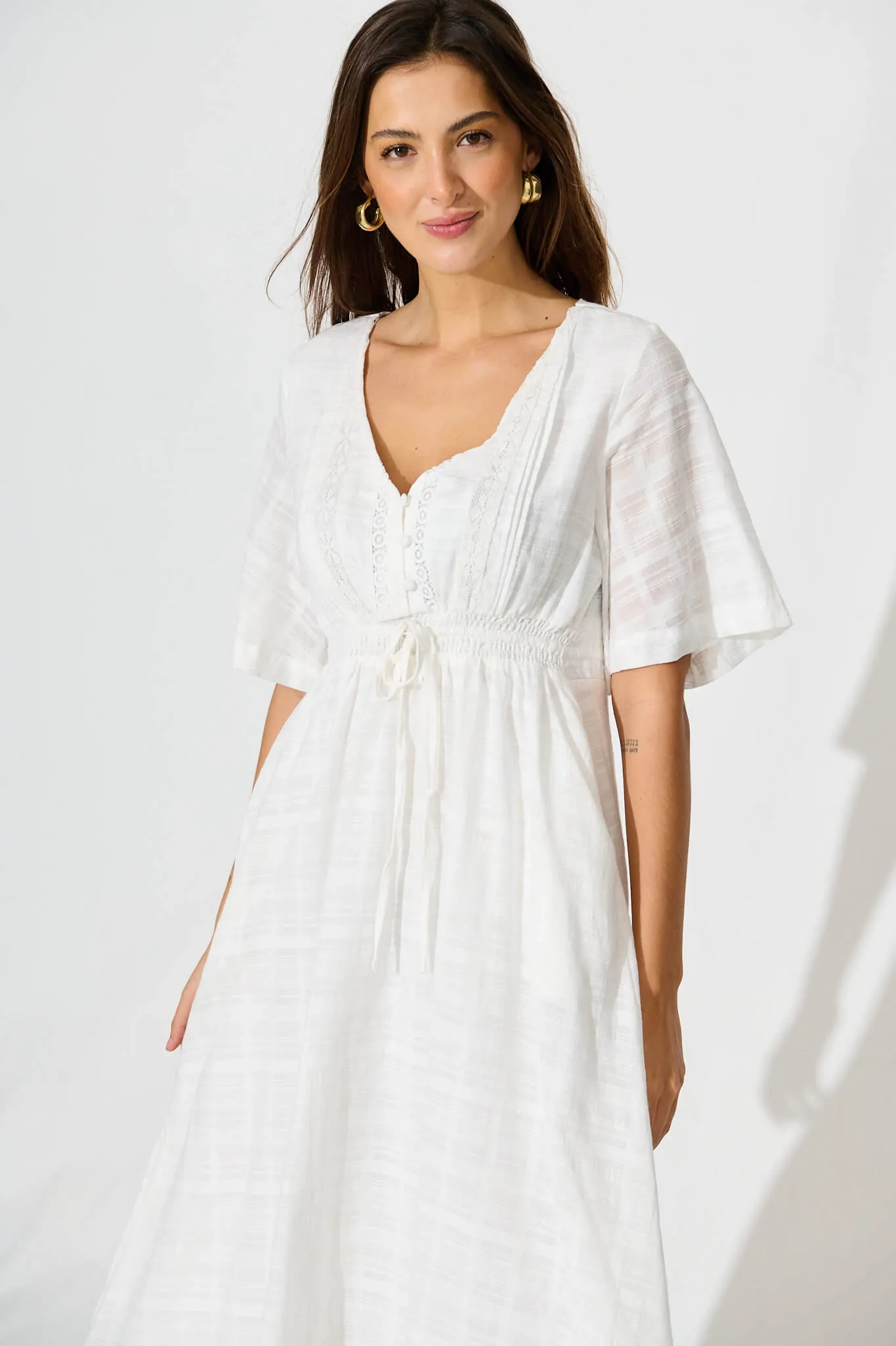 Kersey Midi Dress In White Cotton sold by St Frock product image thumbnail 2