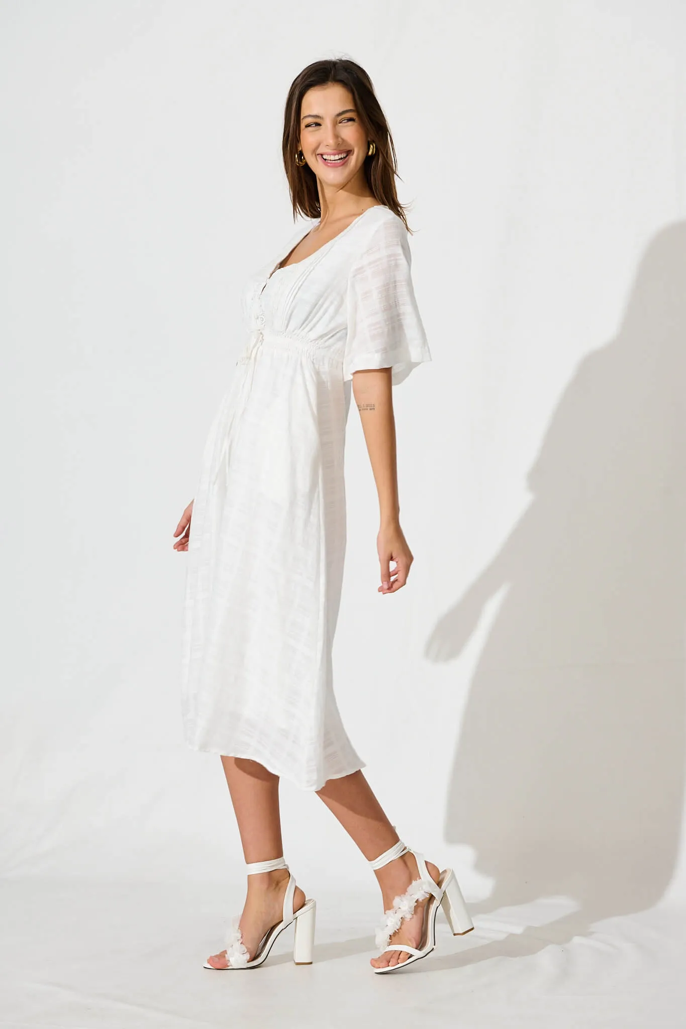 Kersey Midi Dress In White Cotton sold by St Frock product image thumbnail 3
