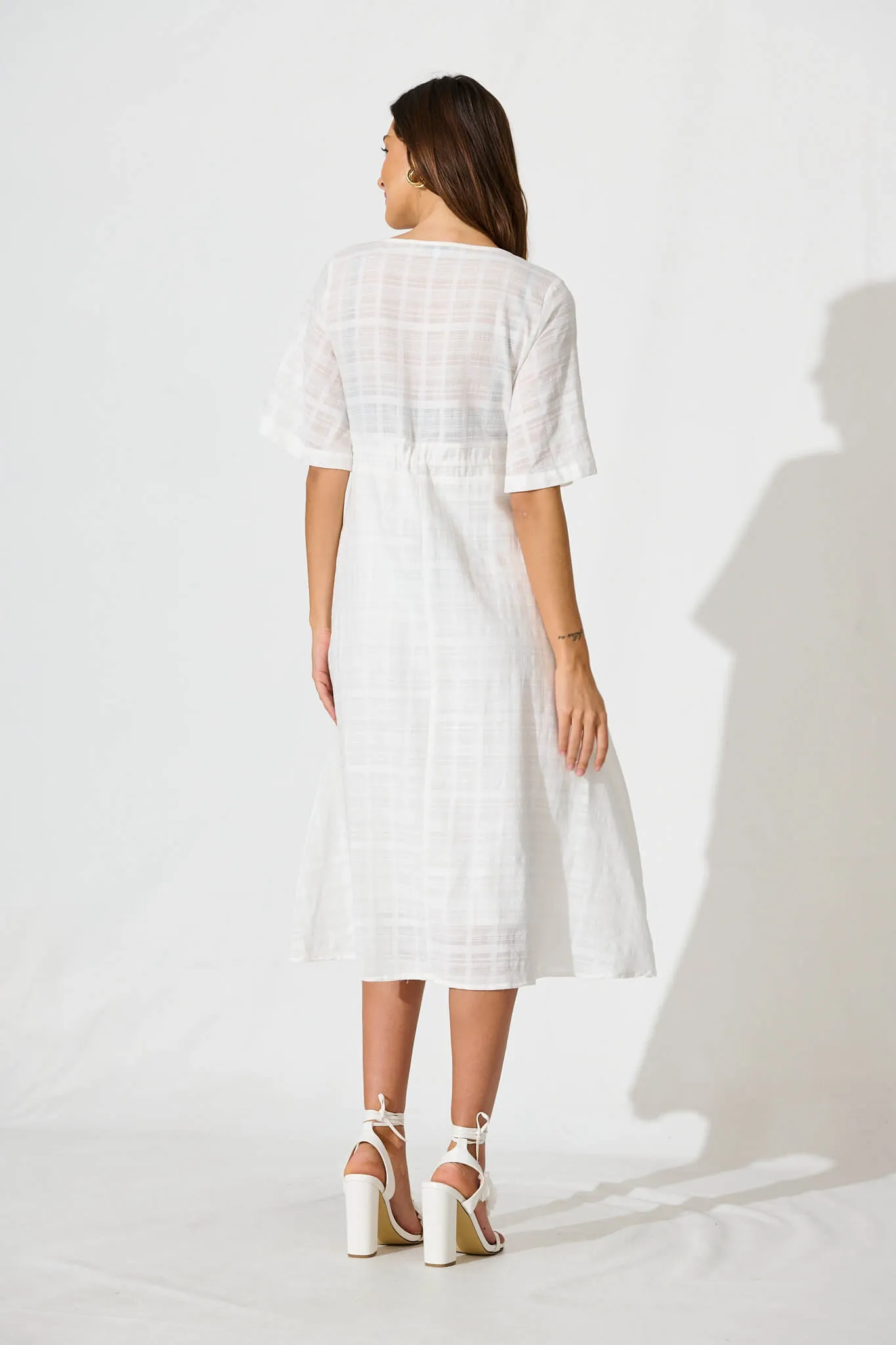 Kersey Midi Dress In White Cotton sold by St Frock product image thumbnail 4