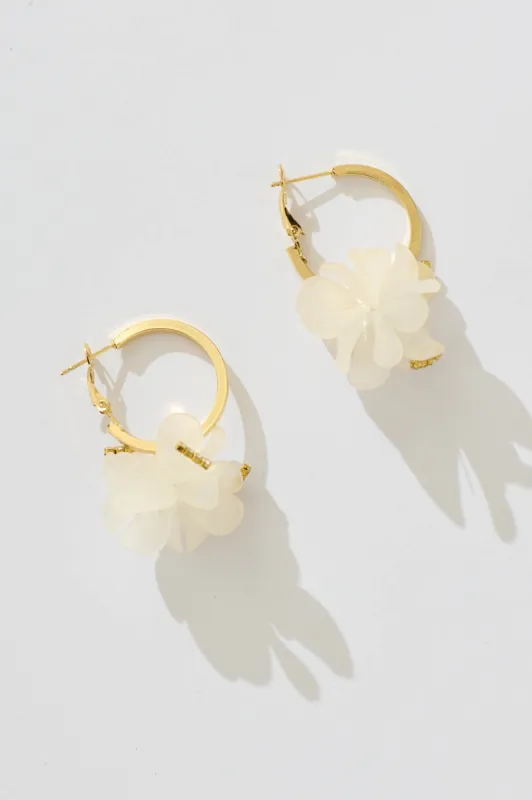 Sunnie Earrings In Gold With Petals sold by St Frock