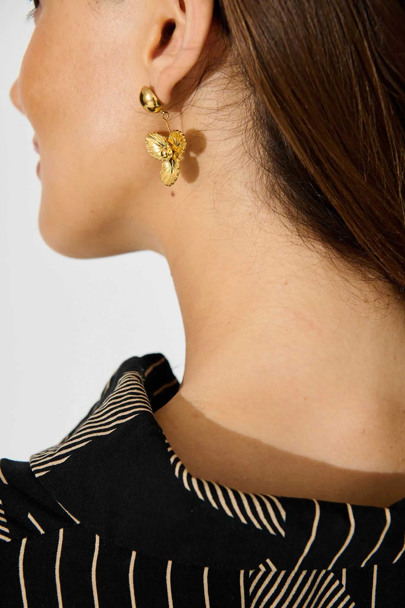 Kiera Flower Drop Earrings In 18K Gold Plated sold by St Frock product image thumbnail 4