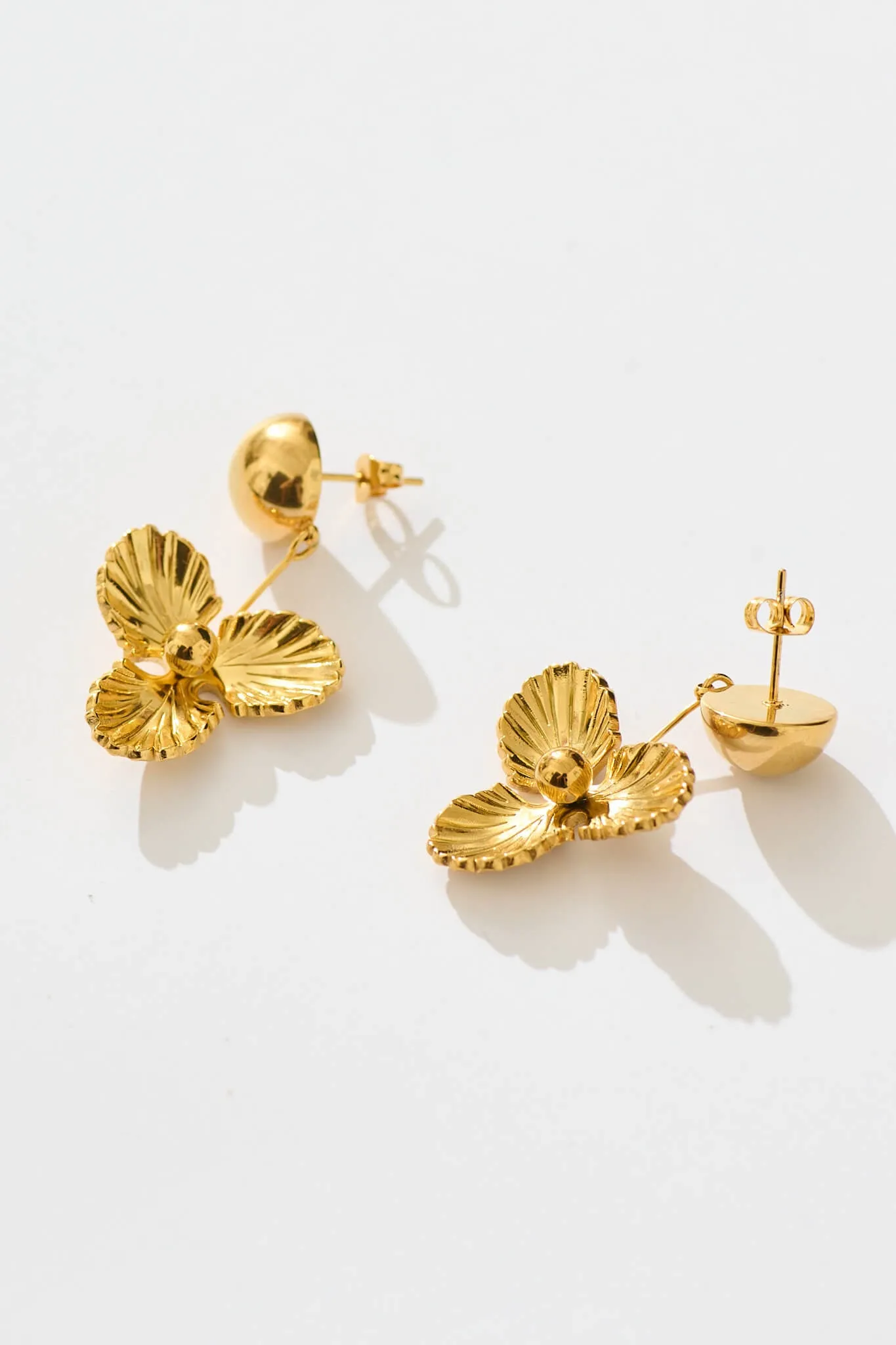 Kiera Flower Drop Earrings In 18K Gold Plated sold by St Frock product image thumbnail 5