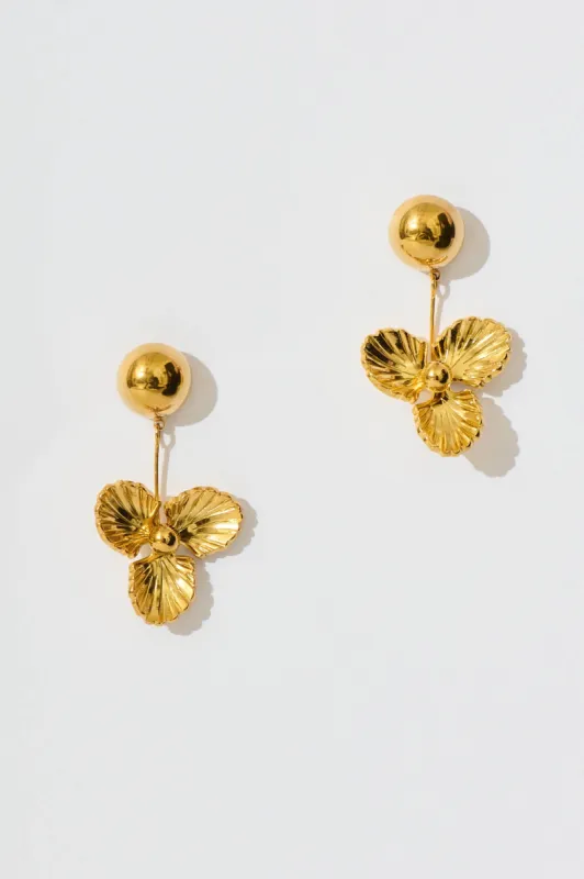 Kiera Flower Drop Earrings In 18K Gold Plated sold by St Frock