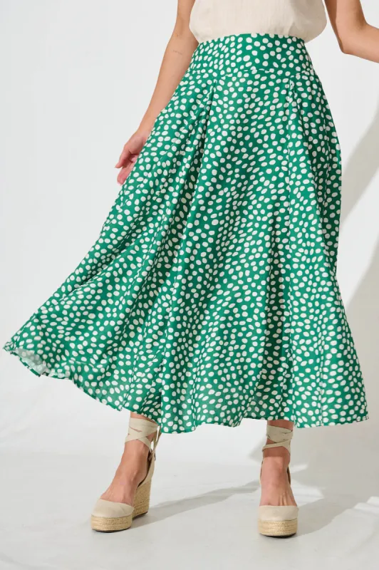 Brandsy Maxi Skirt In Green Spot sold by St Frock