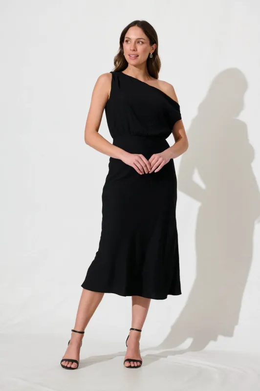 Georgiana Midi Dress in Black sold by St Frock