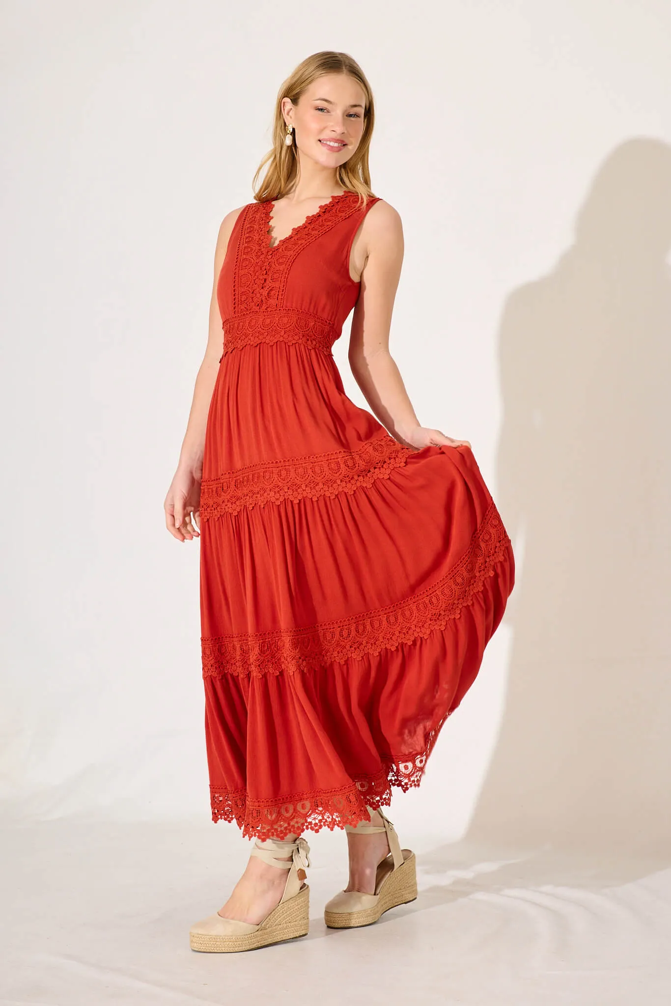 Monae Maxi Dress In Rust sold by St Frock product image thumbnail 3