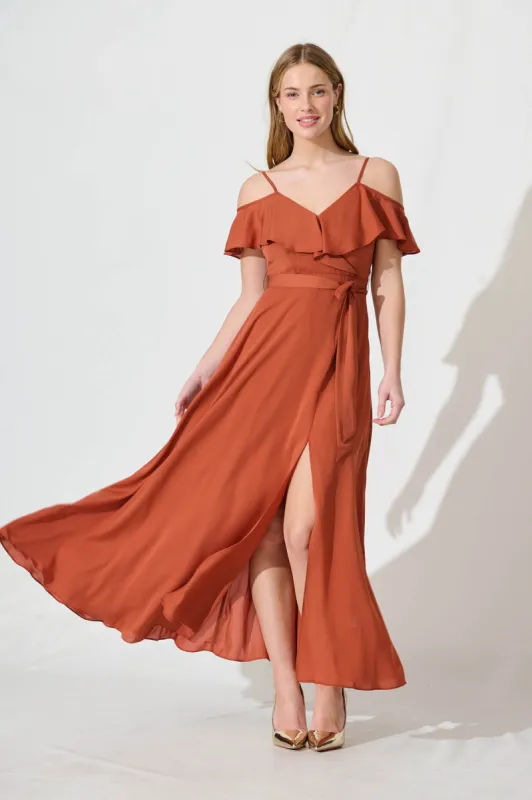 Marit Maxi Dress In Rust sold by St Frock