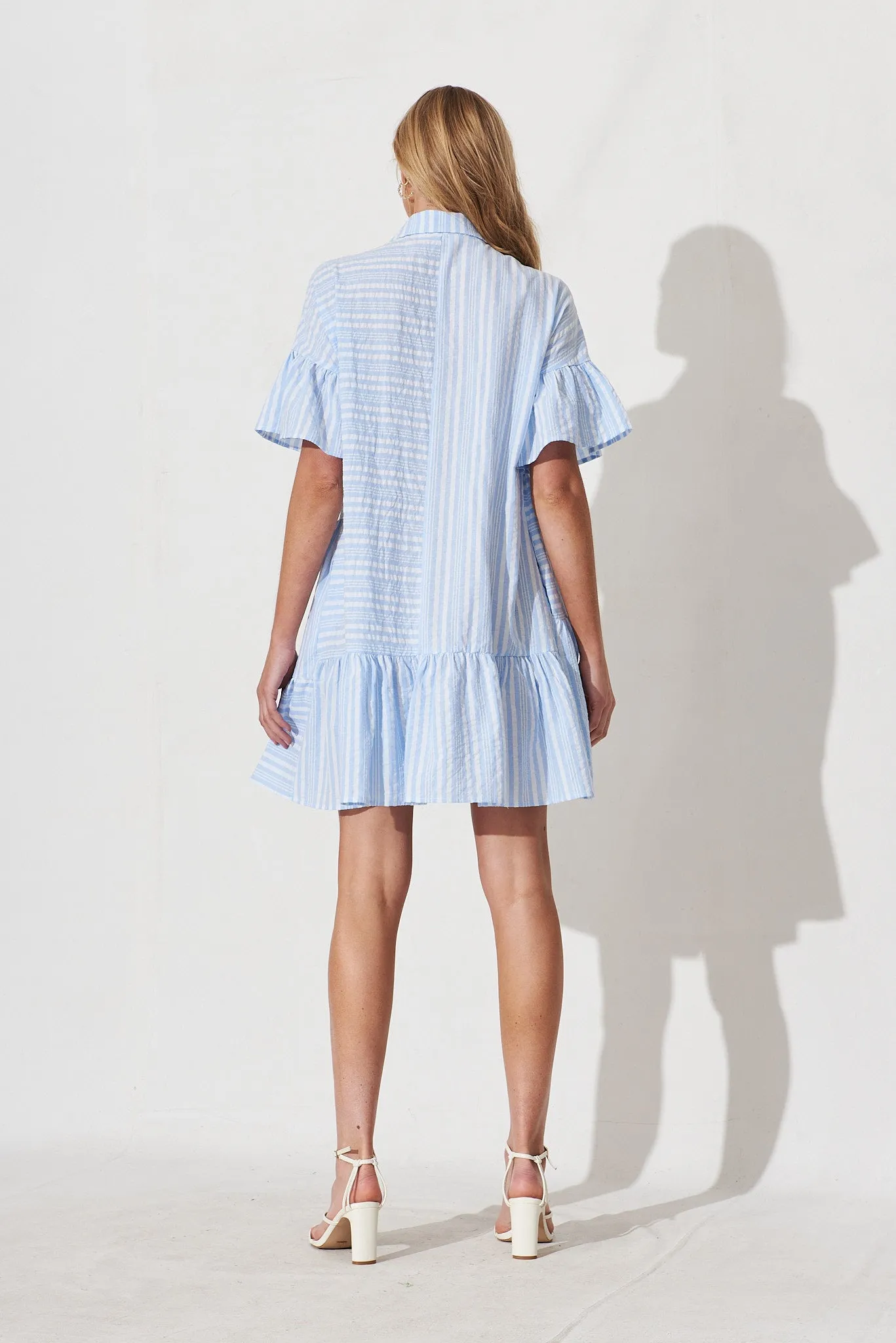 Freya Shirt Dress In Blue And White Stripe sold by St Frock product image thumbnail 4