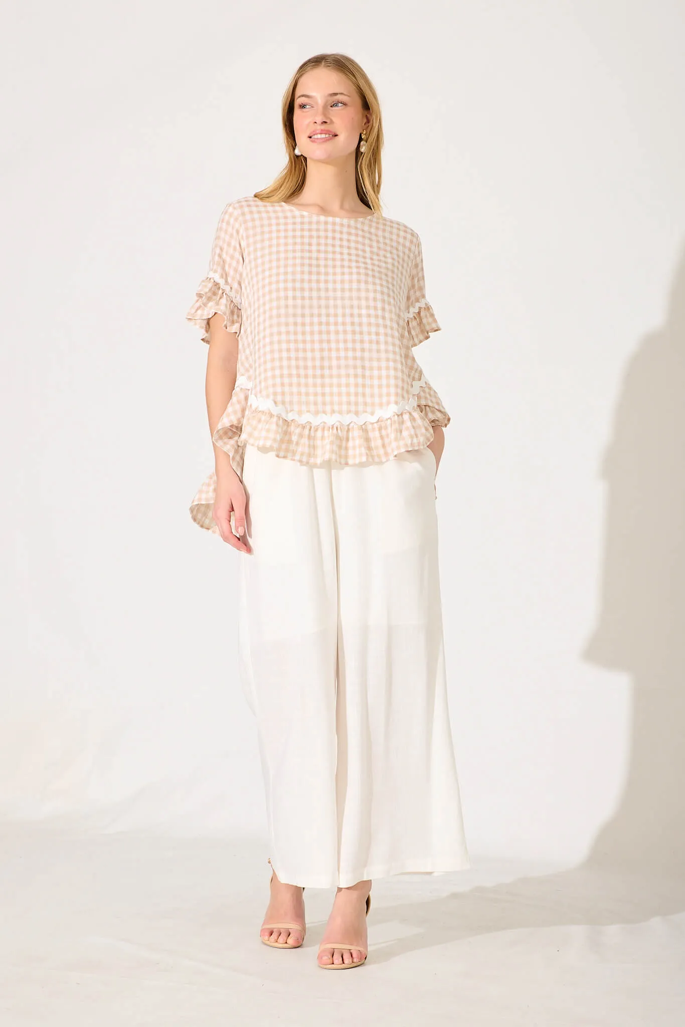 Nicole Pant In White Linen Blend sold by St Frock product image thumbnail 4