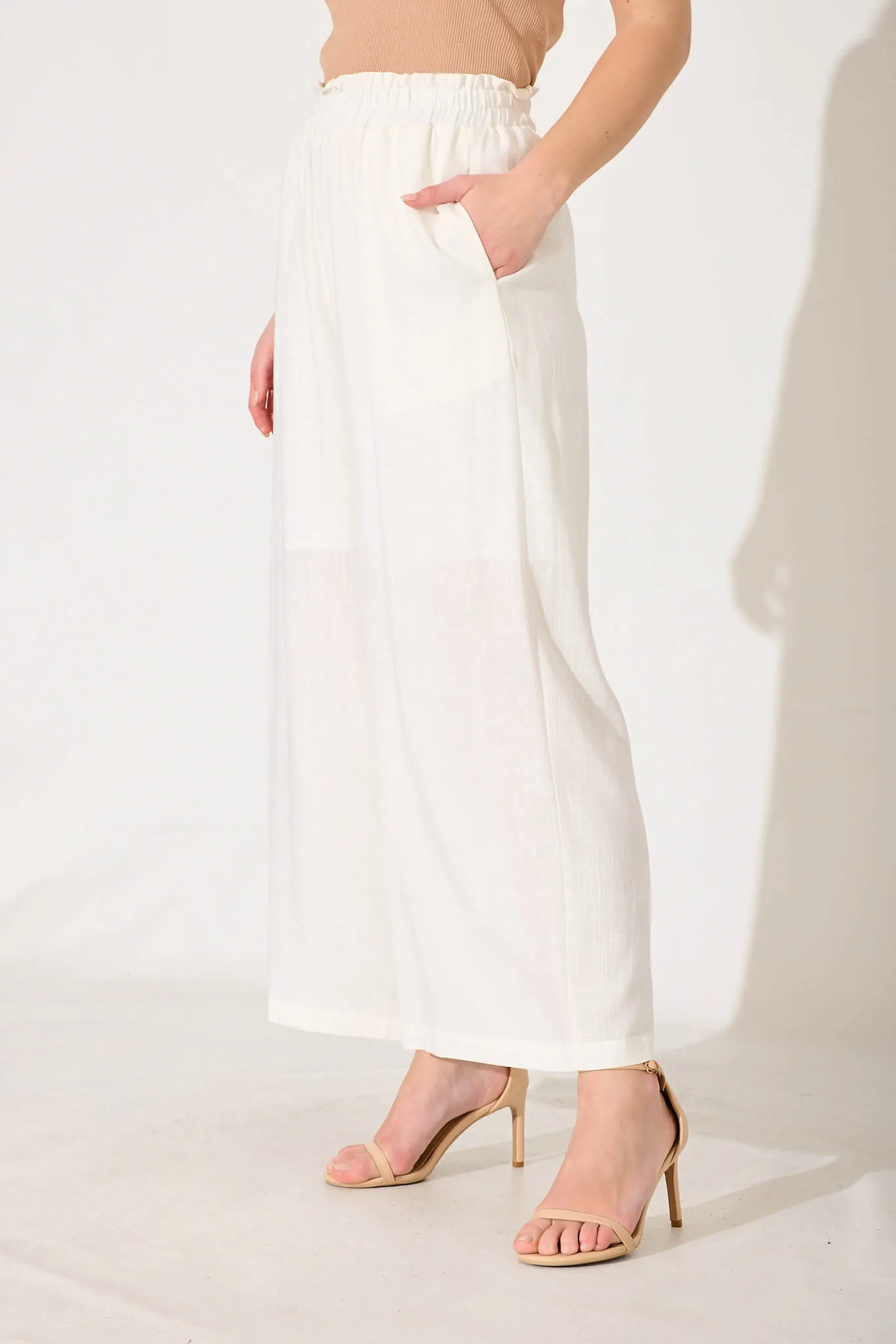 Nicole Pant In White Linen Blend sold by St Frock product image thumbnail 2