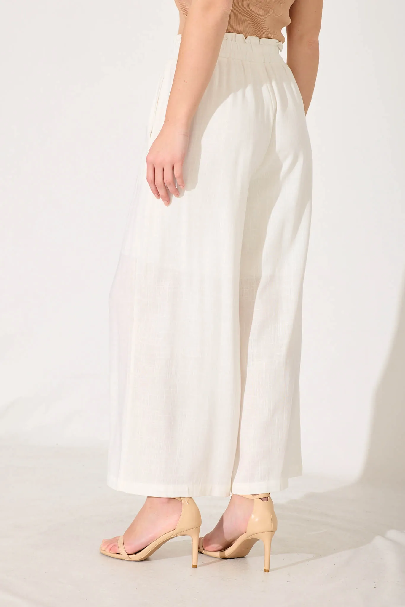 Nicole Pant In White Linen Blend sold by St Frock product image thumbnail 3
