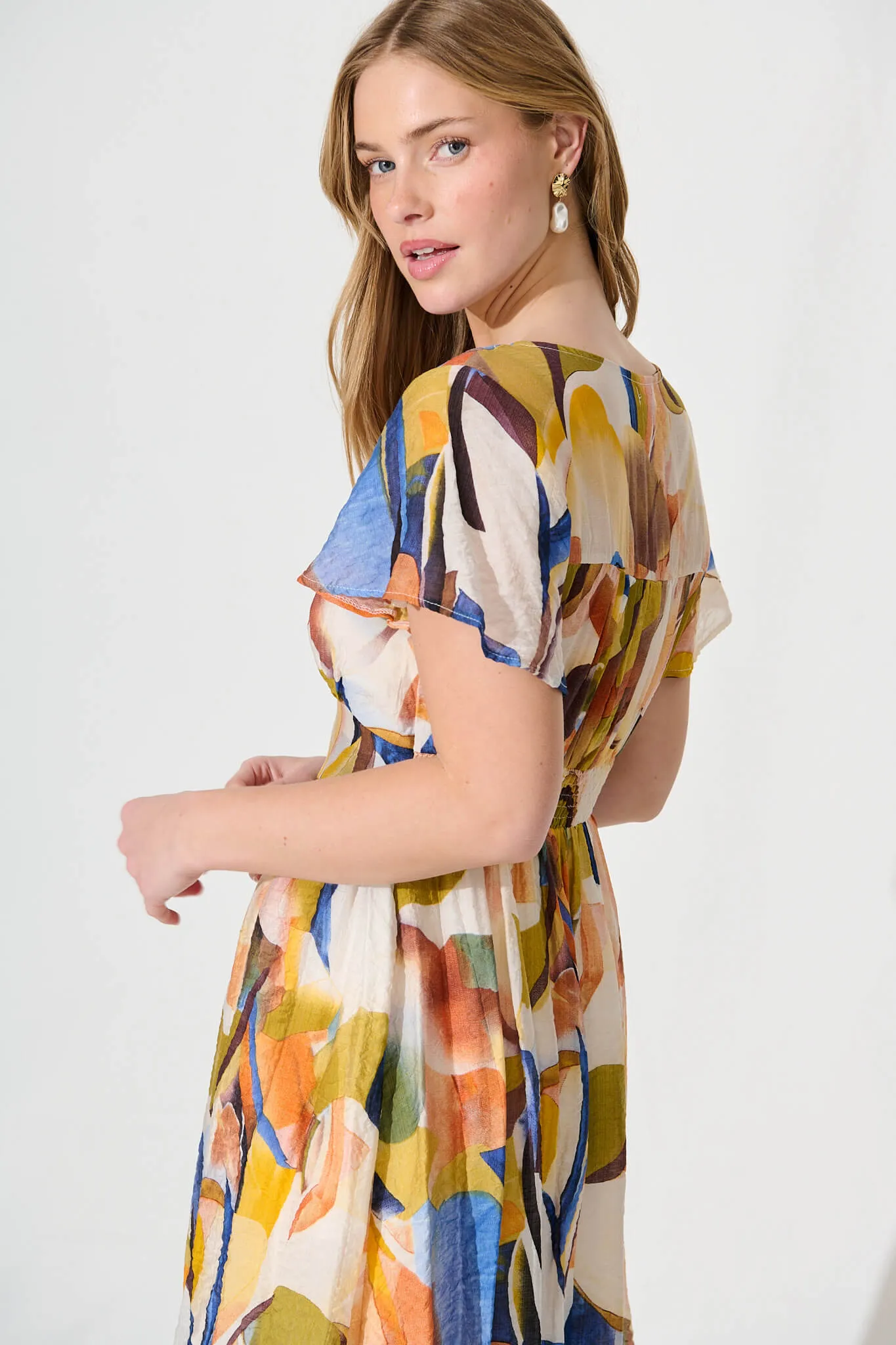 Josette Dress In White With Multi Floral sold by St Frock product image thumbnail 5