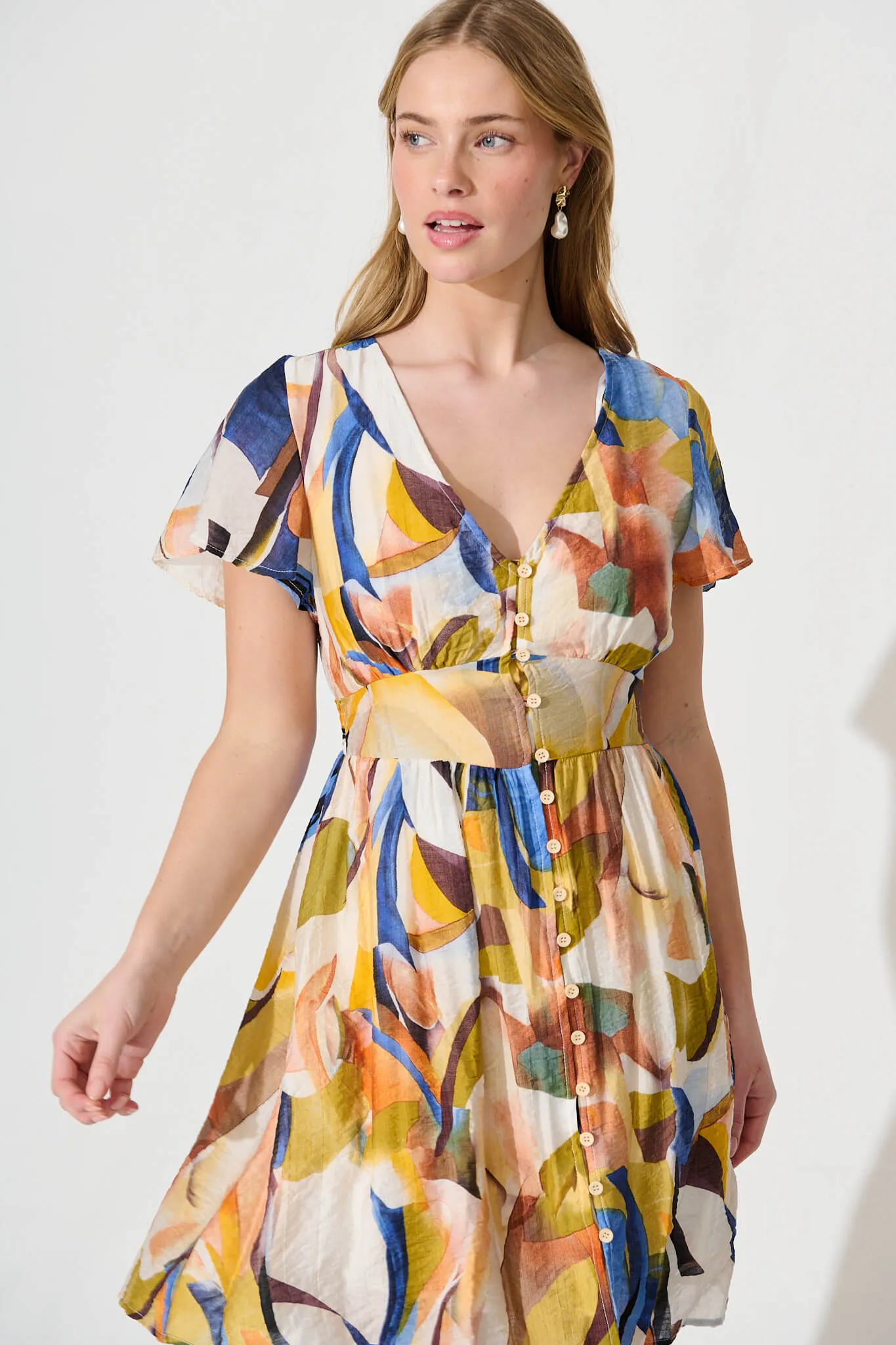 Josette Dress In White With Multi Floral sold by St Frock product image thumbnail 2