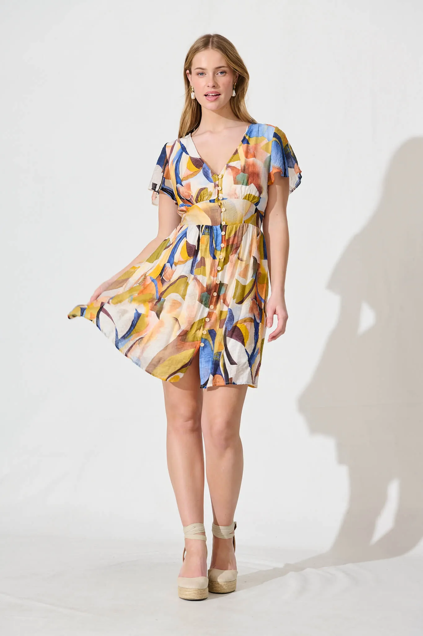 Josette Dress In White With Multi Floral sold by St Frock