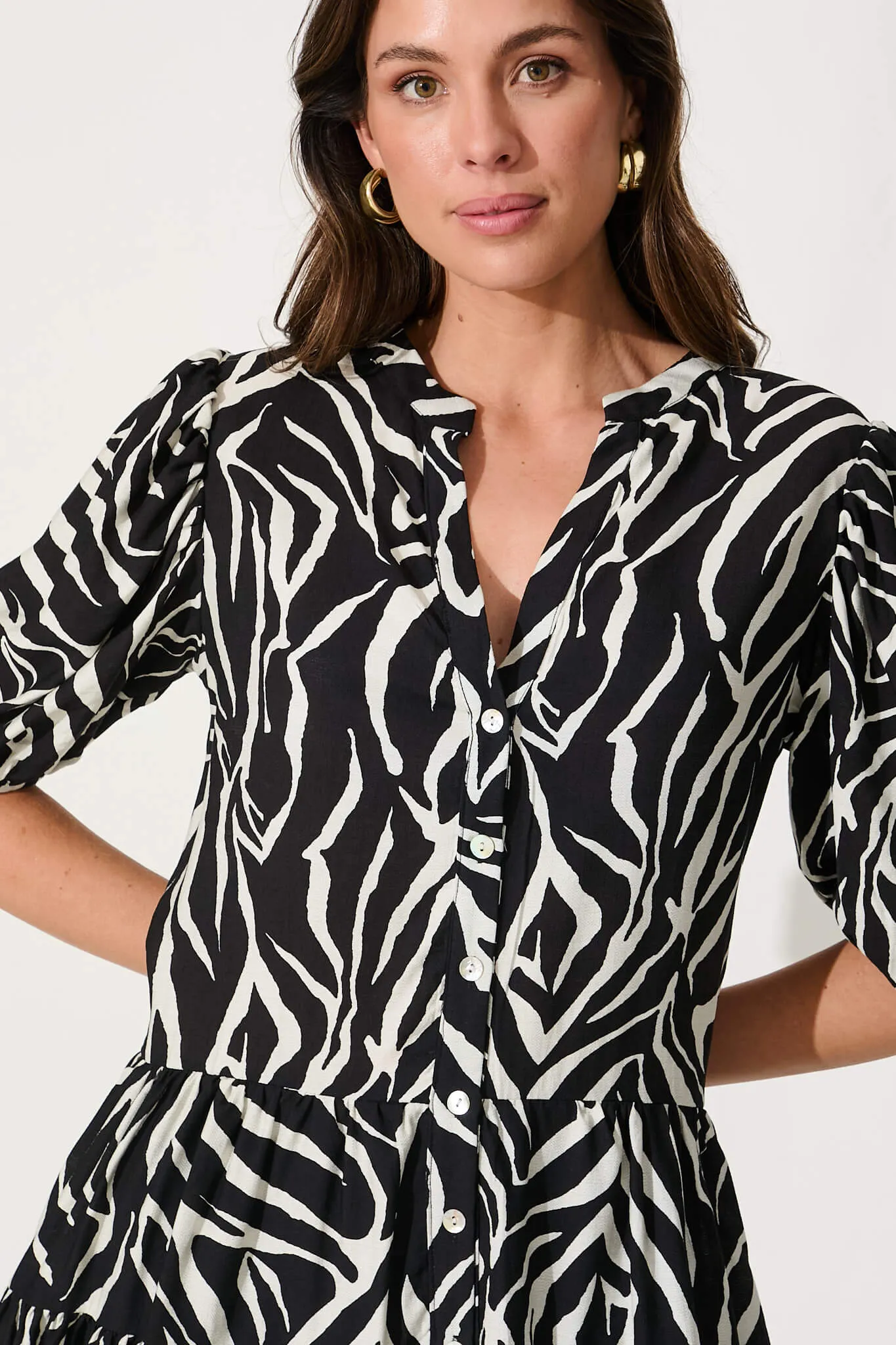 Sada Dress In Black And Cream Print sold by St Frock product image thumbnail 5