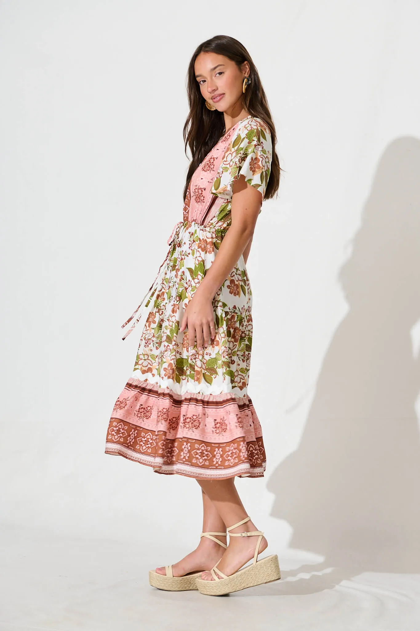 Joplin Midi Dress In Multi Boho Print With Ric Rac Trim sold by St Frock product image thumbnail 3