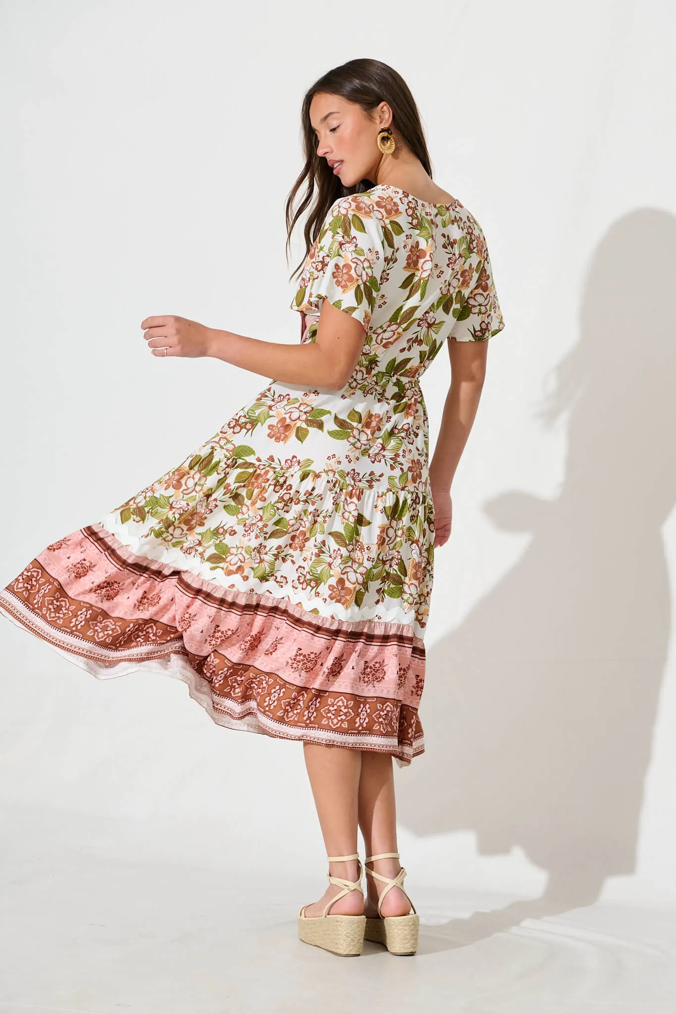 Joplin Midi Dress In Multi Boho Print With Ric Rac Trim sold by St Frock product image thumbnail 4