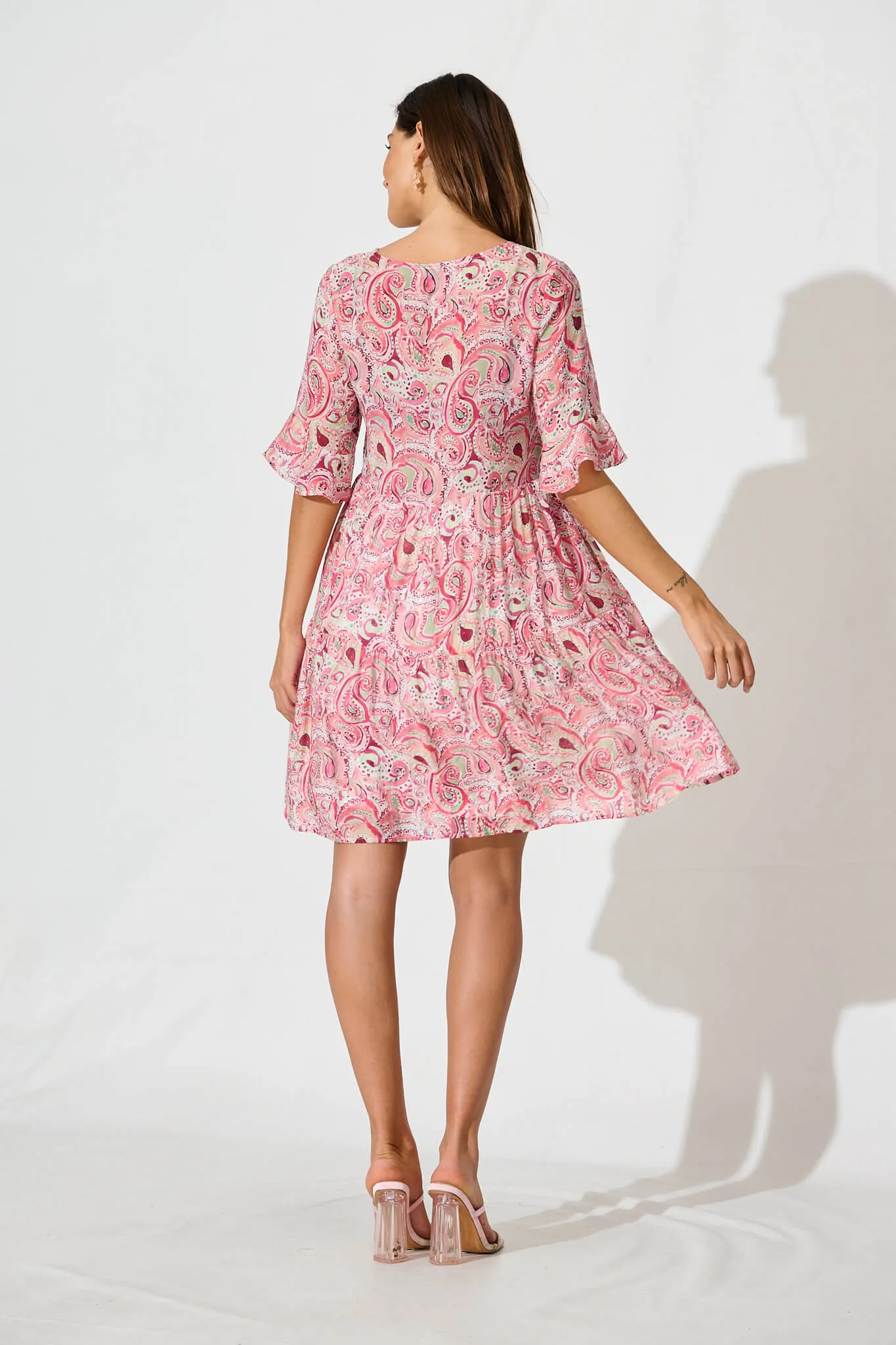 Torance Smock Dress In Pink With Multi Paisley sold by St Frock product image thumbnail 4