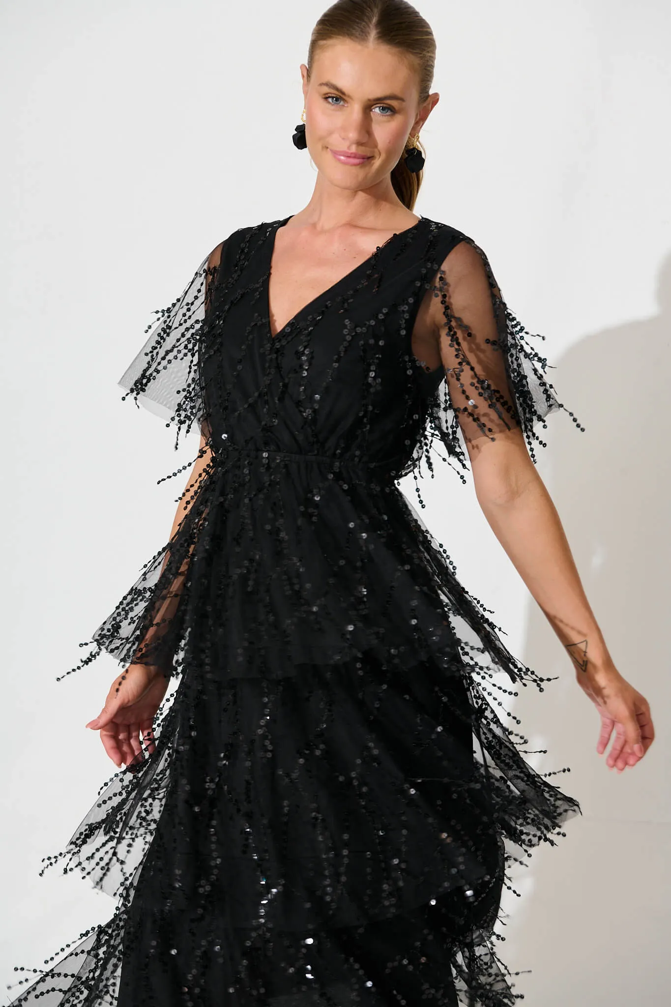 Catalina Midi Dress In Black Sequin sold by St Frock product image thumbnail 2