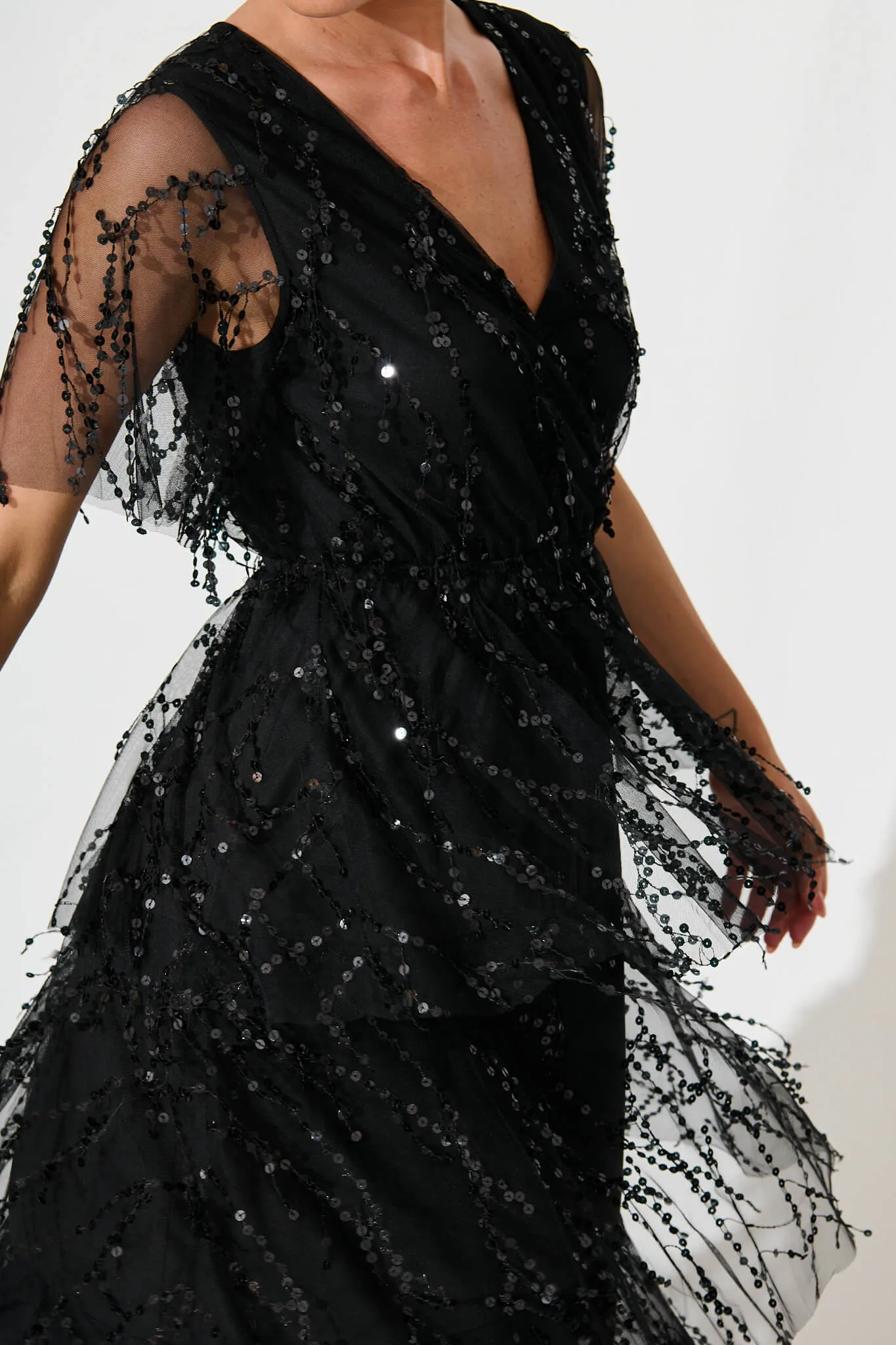 Catalina Midi Dress In Black Sequin sold by St Frock product image thumbnail 5
